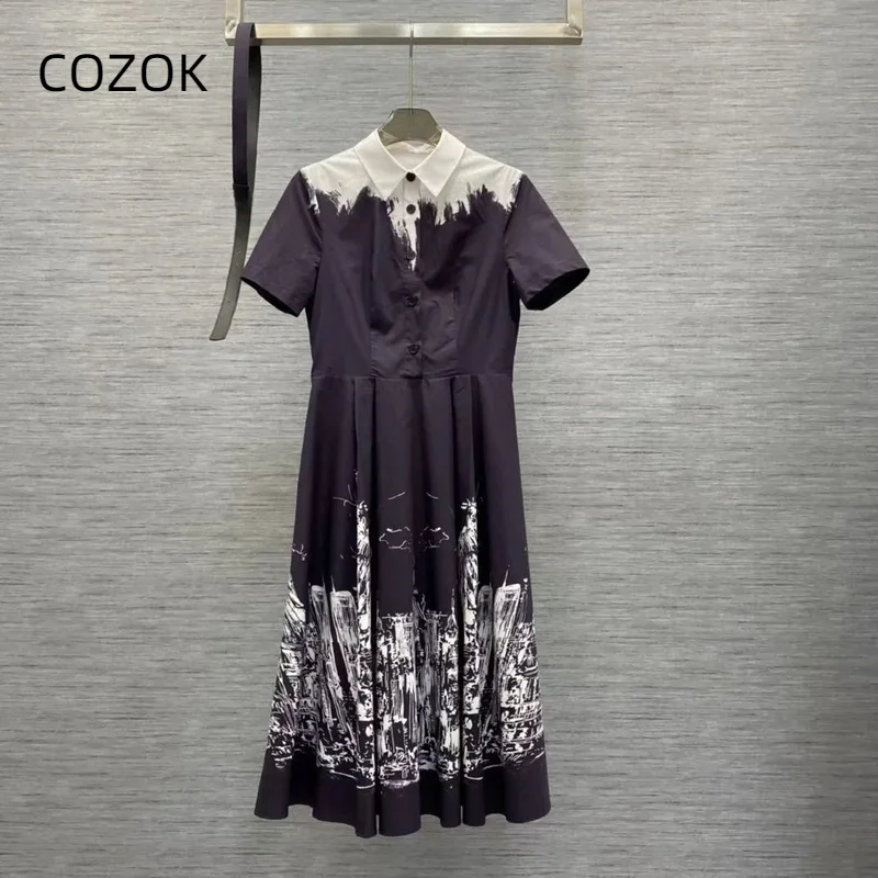 

New women's printed waist length dress for 2024