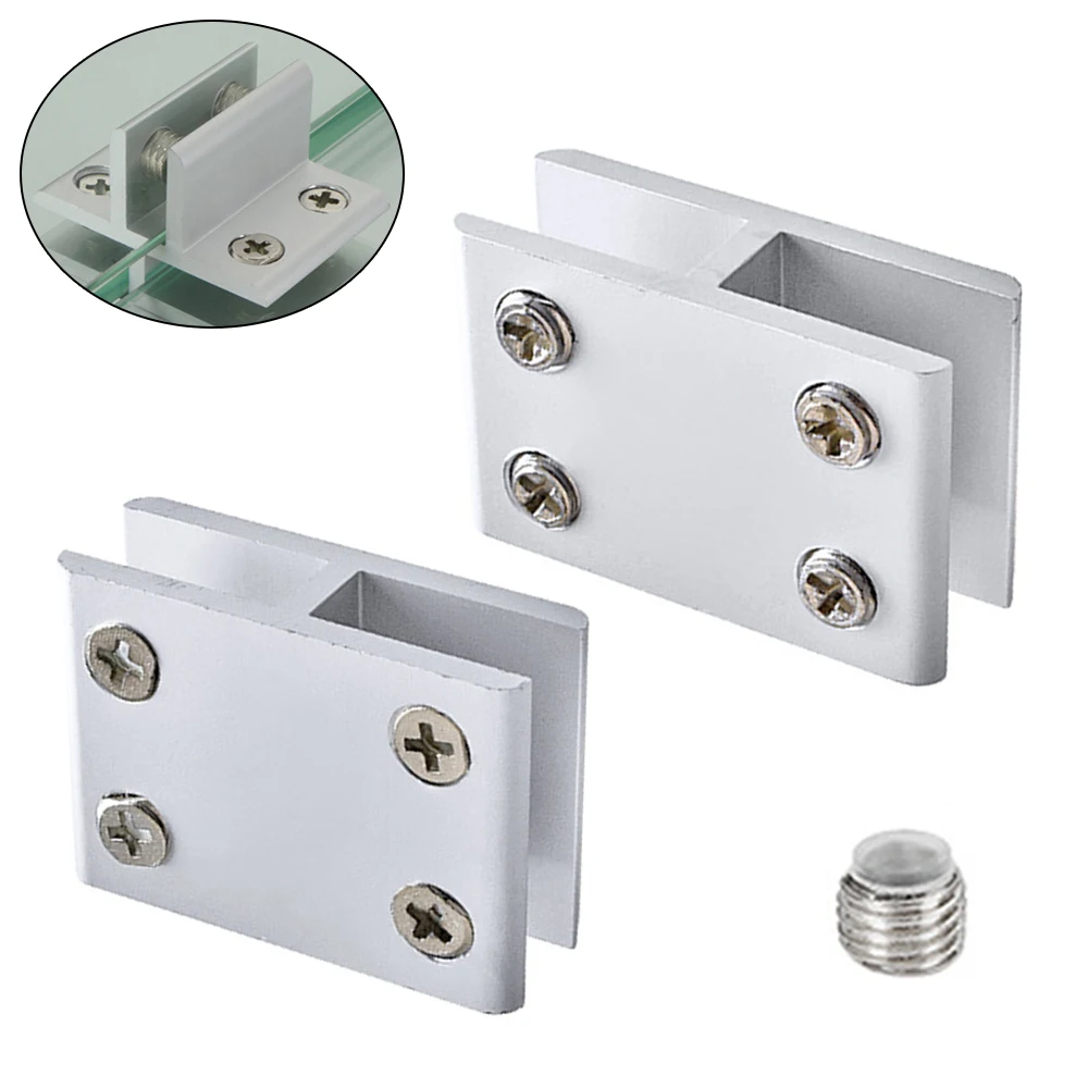 Glass Clip 1 Piece 180 Degree Adjustable Aluminum Alloy Glass Support Bracket 2 Sides Connected for Display Cabinets