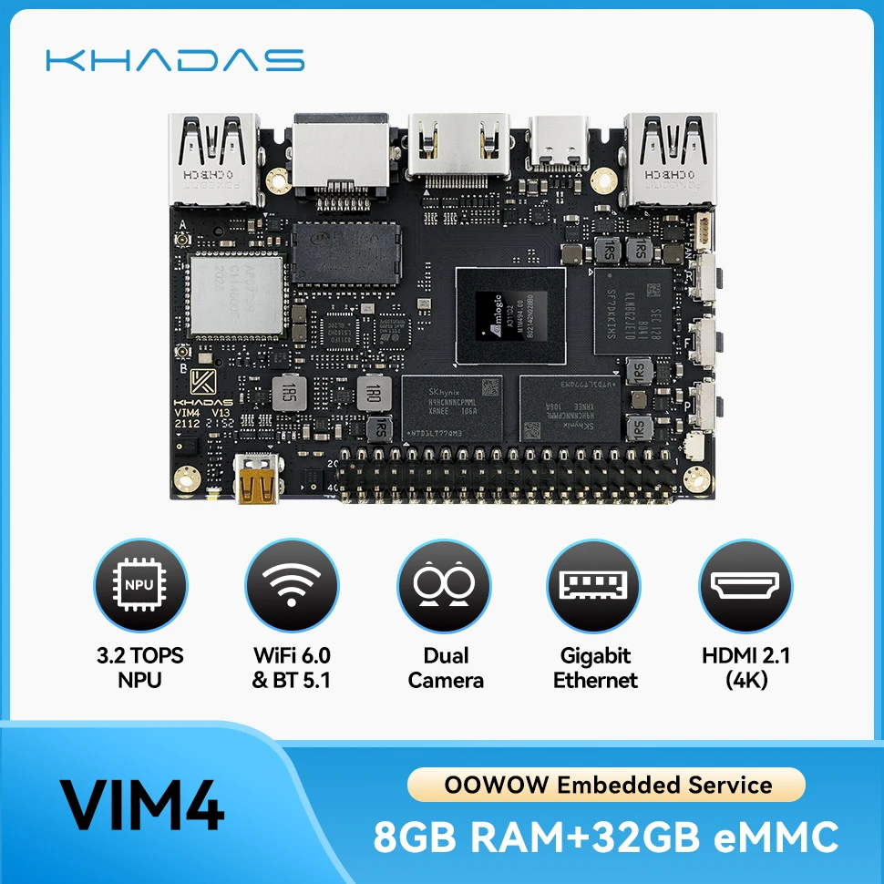Khadas New VIM4 A311D2 SoC Single Board Computer 8 Core 2.2GHz