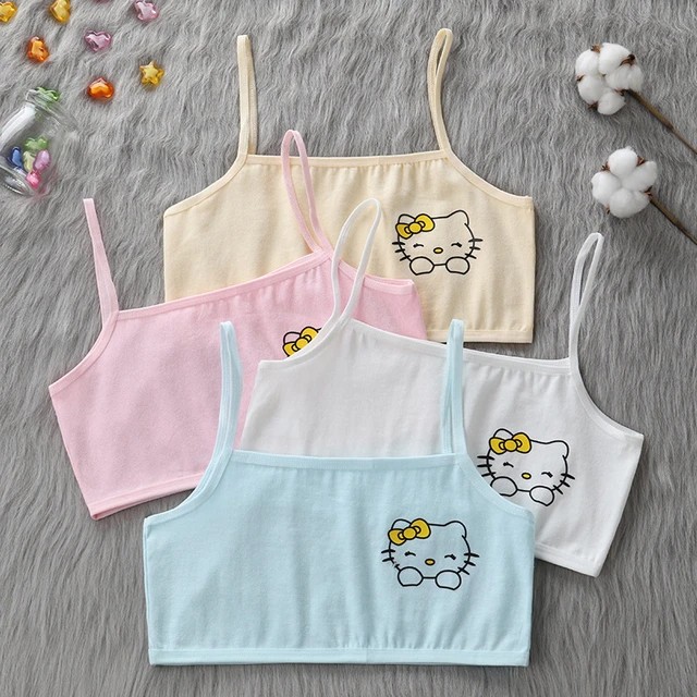 Kawaii Hello Kitty Vest Development Period Underwear Girls Thin No Steel  Ring Bra Underwear Cute Kt Cat Small Vest Bra - Movies & Tv - AliExpress