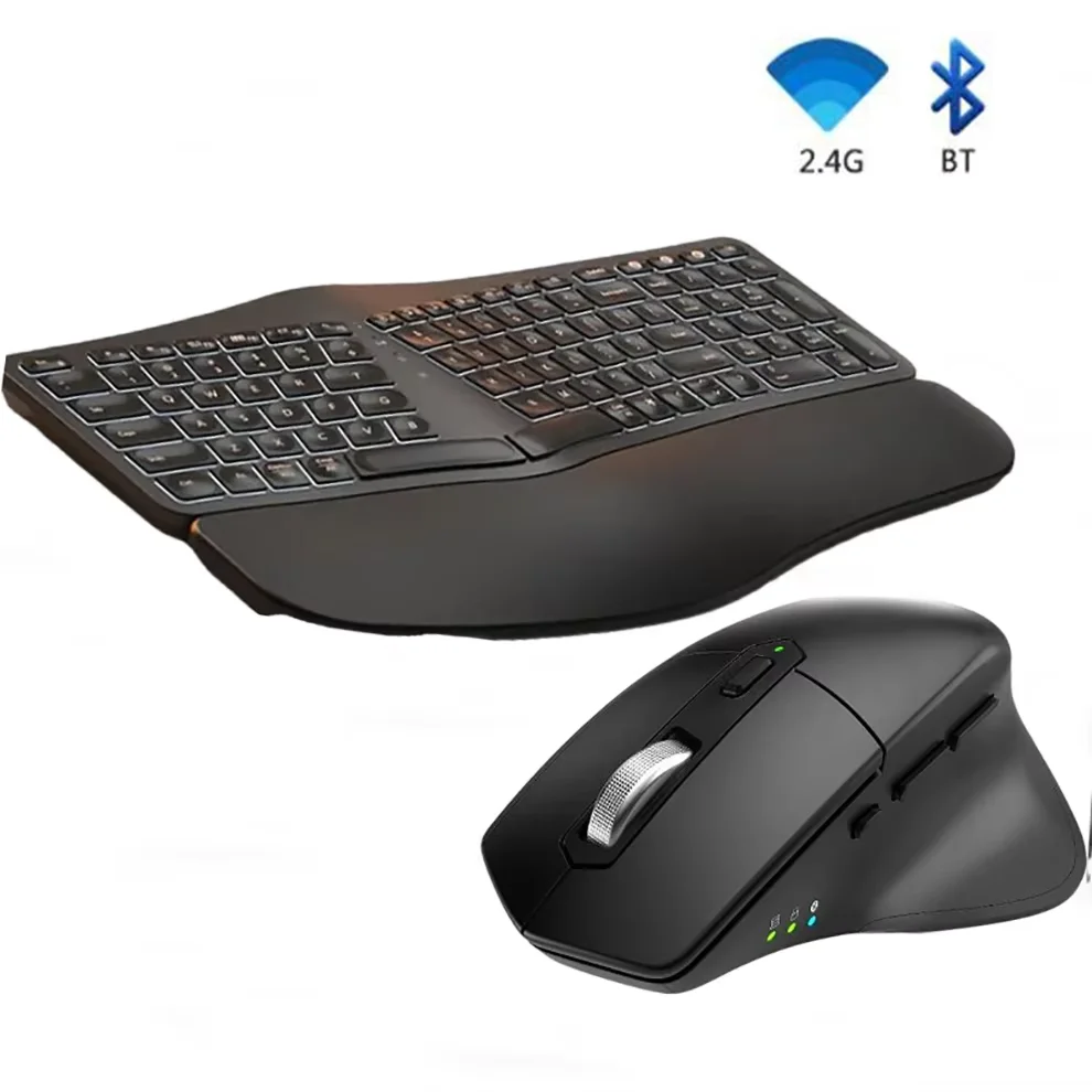 Teclado dividido ergonómico inalámbrico Bluetooth y ratón Vertical
