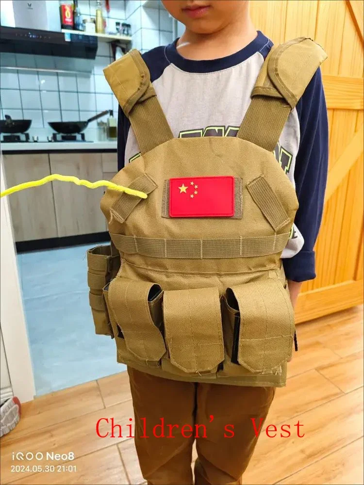 Child Nylon Webbed Gear Tactical Vest Body Armor Hunting Carrier Kid Accessories 6094 Pouch Camouflage Camo Training Vest 5