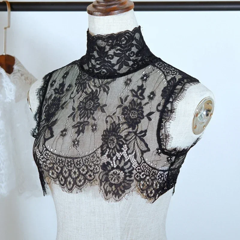 1 Stück Damen-Hemdkragen, abnehmbarer Spitzen-Falschkragen, Manschetten-Choker, koreanischer Stil, ausgehöhlter Fake-Kragen – Detail 2