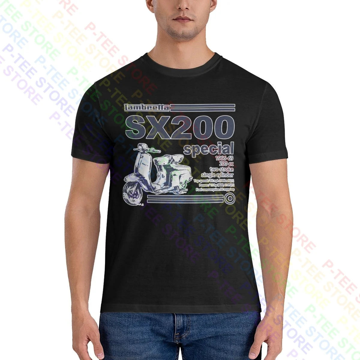 Maglietta Lambrettta Sx 200 T-Shirt Con Stampa Morbida Hip Hop Streetwear Tee