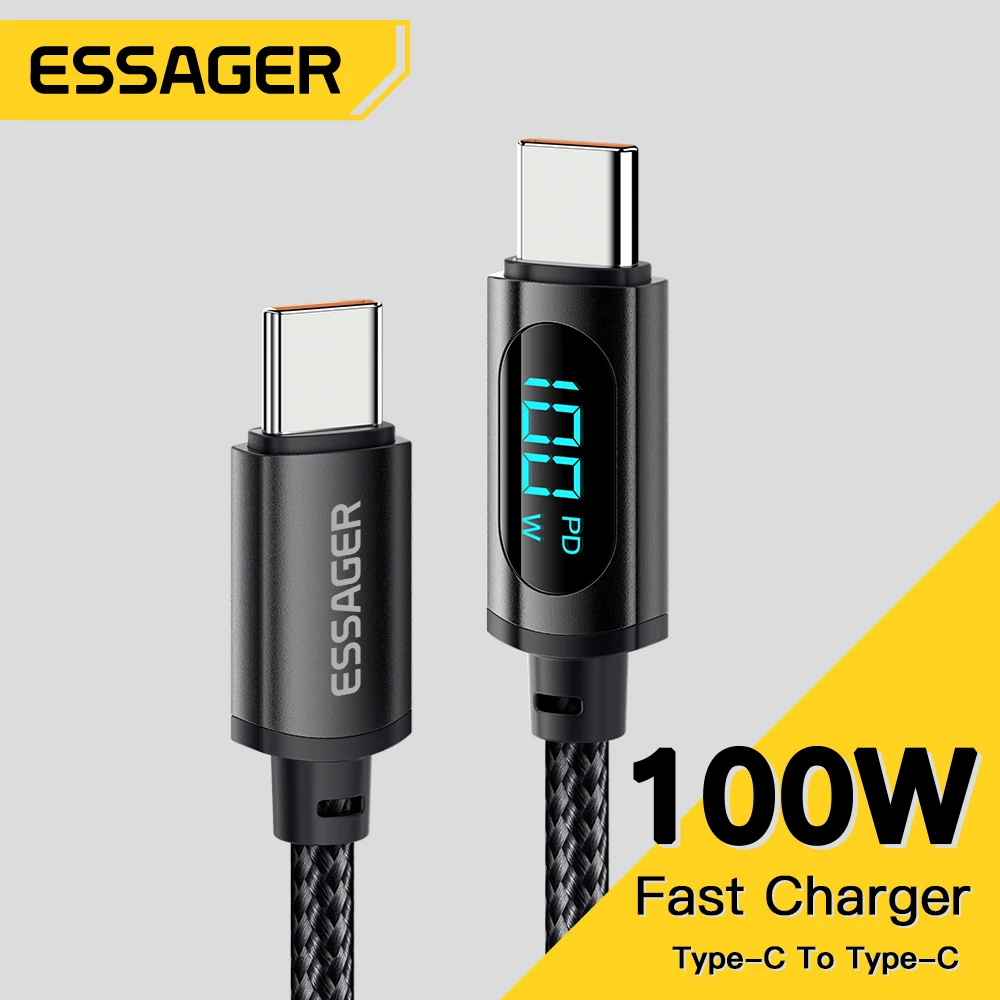 Essager-PD 100W USB c형 케이블, OPPO Realme Huawei Poco 삼성 디스플레이 케이블용 USB C 7A 고속 충전 충전기 와이어 코드