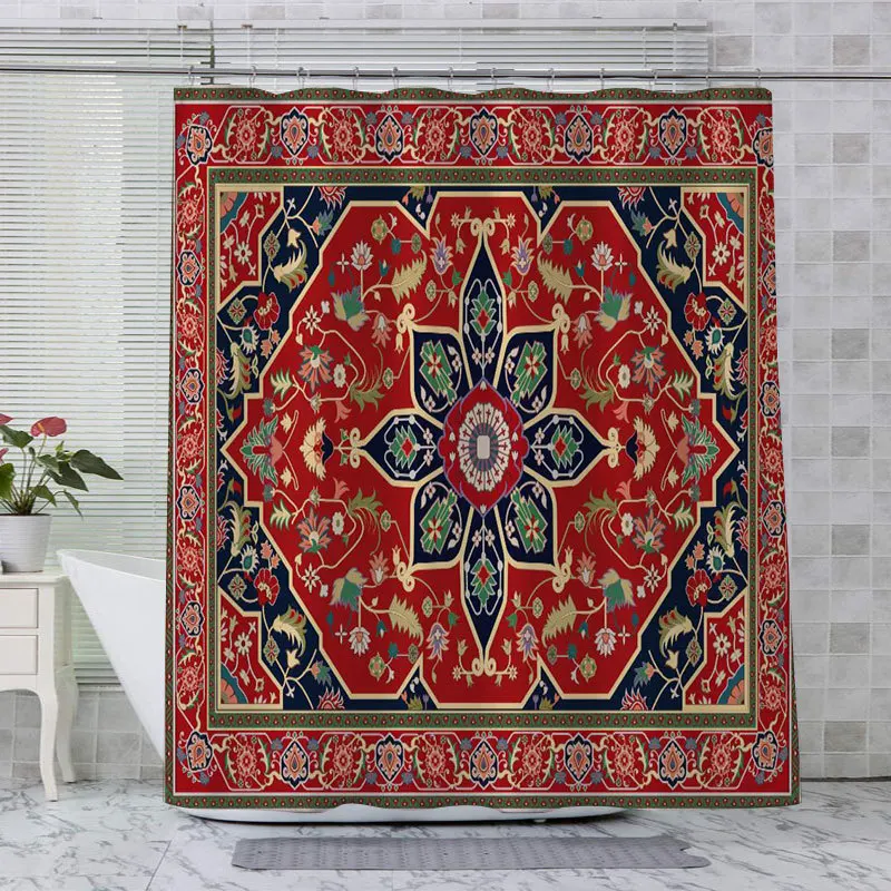 

Bohemia Shower Curtain India Mandala Flower Geometric Printed Bath Curtains Waterproof Fabric Tarot Wall Screen Bathroom Decor
