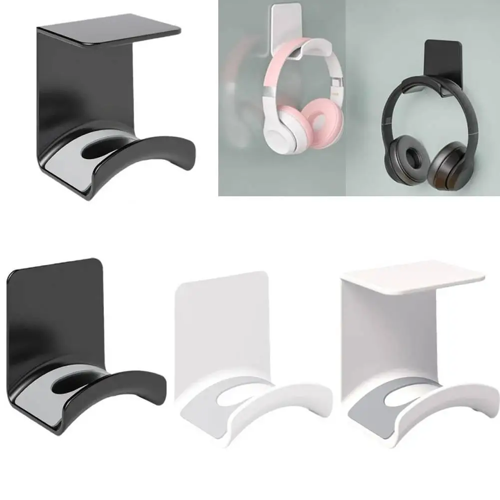 Pack De 6 Soporte Para Auriculares Con Adhesivo Fuerte | Gancho Para Monitor, PC O Escritorio | Organizador De Diademas Sin Perforar | Ideal Para Oficina Y Home Office (Negro)