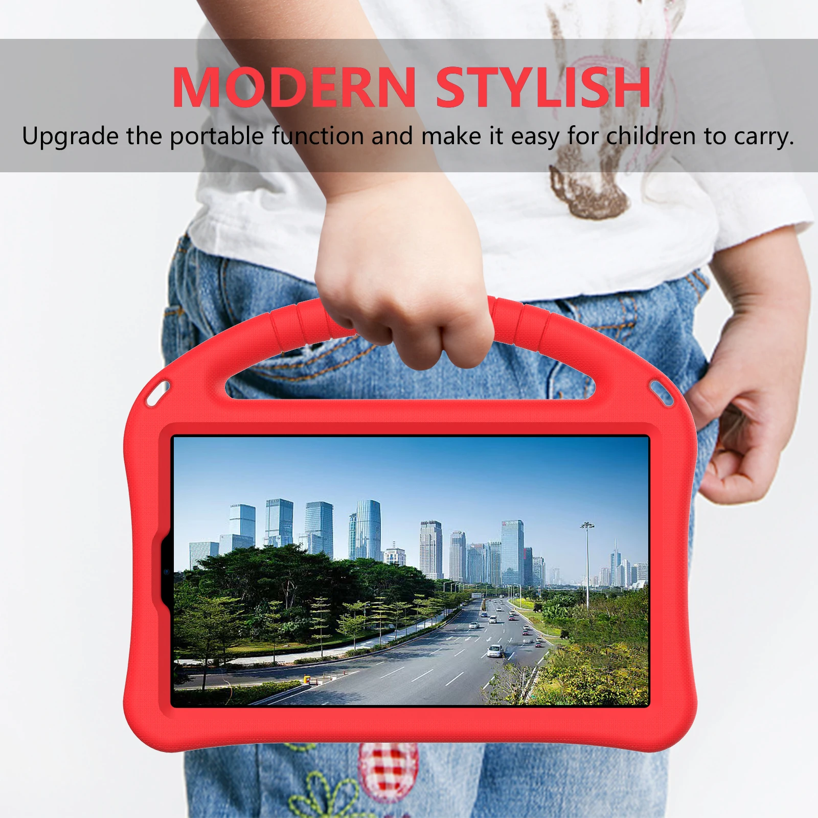 Durable EVA Kids Safe Tablet Case with Handle and Kickstand - Anti-Shock Protection