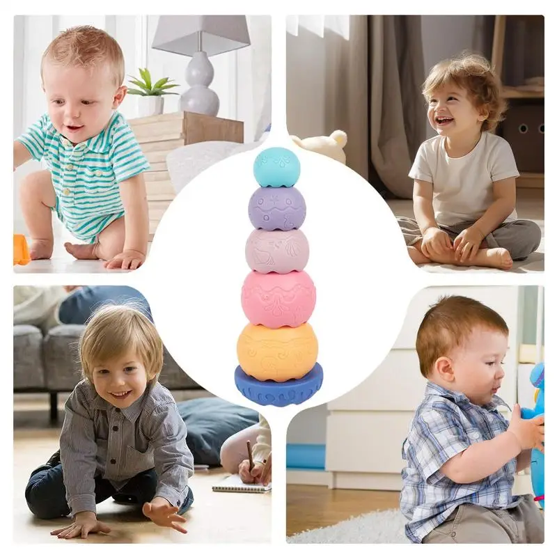 Stacking Tower Toys Eggshell Rubber Stacking Toys Sensory Stackable Soft Building Blocks Preschool Learning For Kids &