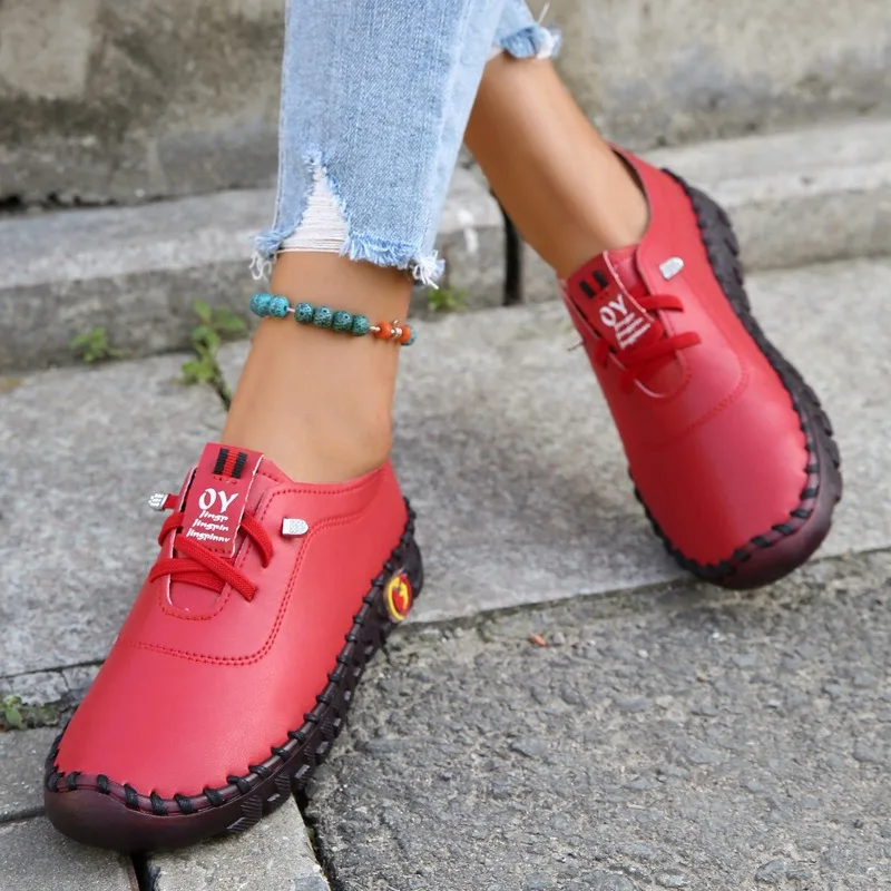 Fashion Female Shoes 2023 Autumn Women's Sneakers Brand Loafers Round Lace Up Ladies Flats Outdoor Sneakers Punk Shoes Zapatos