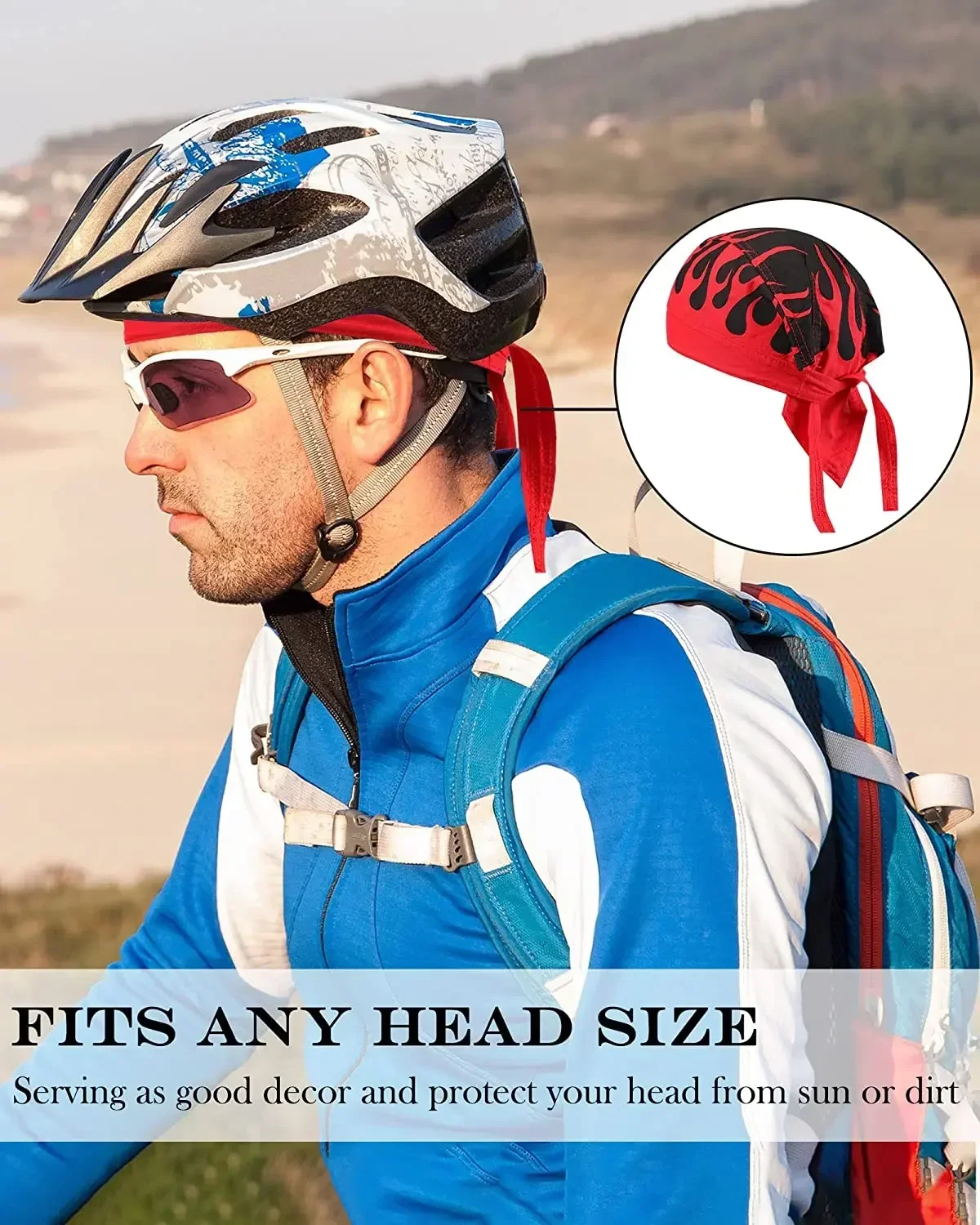 1Pcs Cycling Skull Pirate Cap Hat Bandana Head Wrap Breathable Helmet Liner Anti Sweat UV Sport Headband Scarf for Men and Women 6