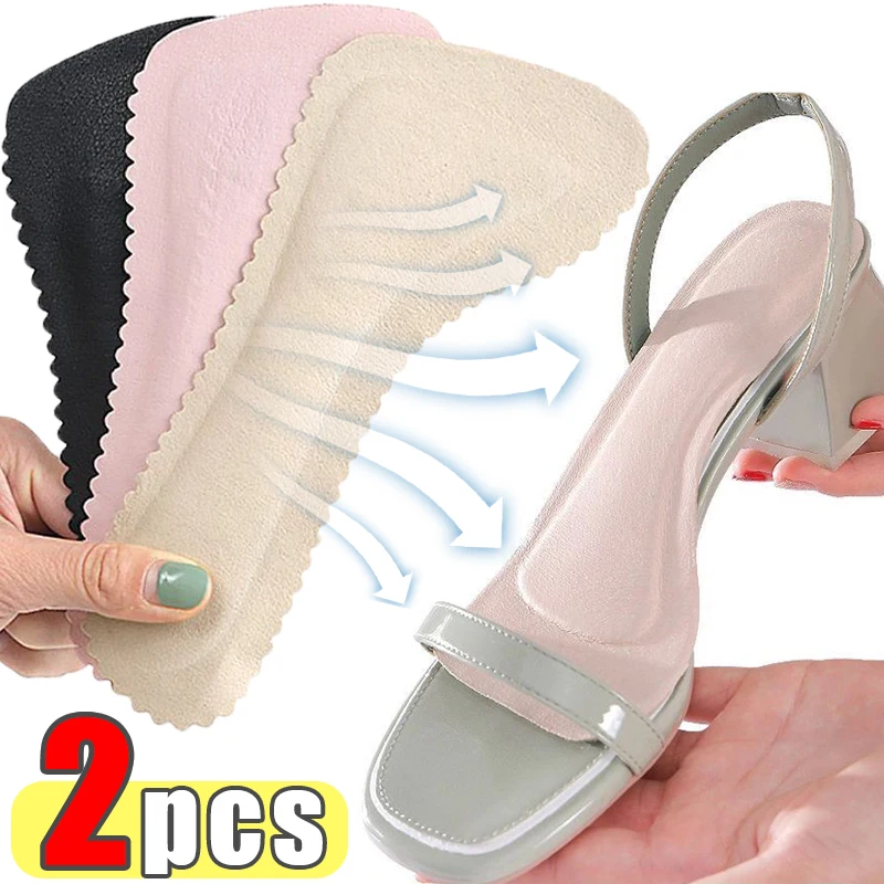 

2pcs=1pair Women's Anti-Slip High Heel Insoles Leather Sweat-absorbent Half Shoe Pad Feet Care Seven-point Massage Inserts Tools