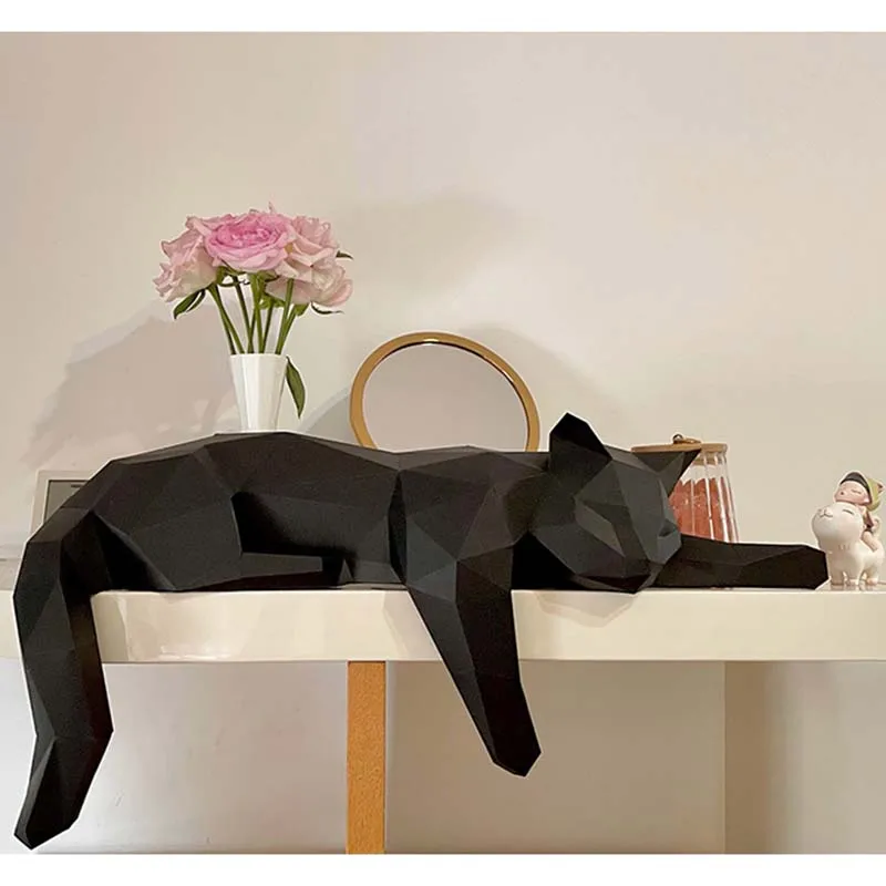 Cute Cat 3D Paper Model Animal Sculpture DIY Crafts Desktop Decoration Home Bookshelf Decoration Creative Handmade Toy Gift
