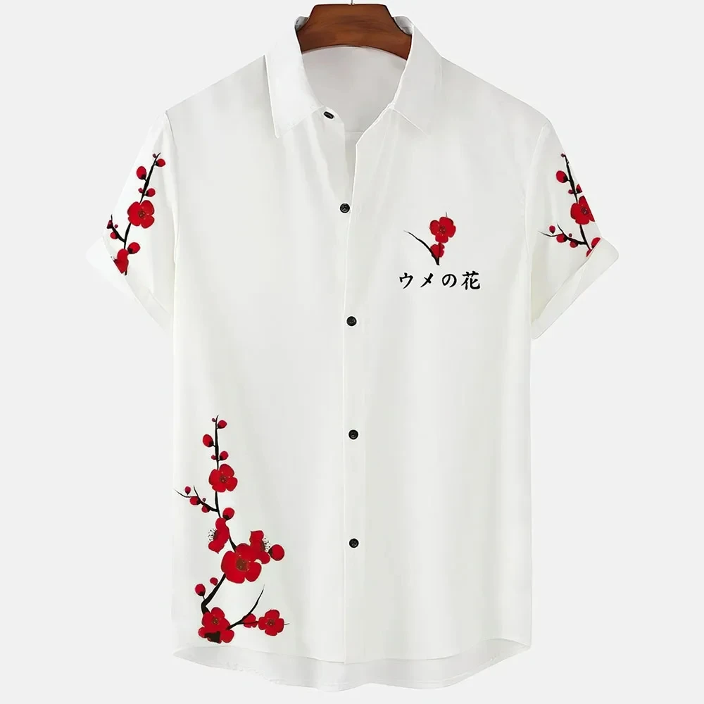 Japanese Aesthetic Cherry Blossom 3D Printed Men Shirt Man/Women Casual Fashion Short Sleeves Shirts Oversized Unisex Clothing 3