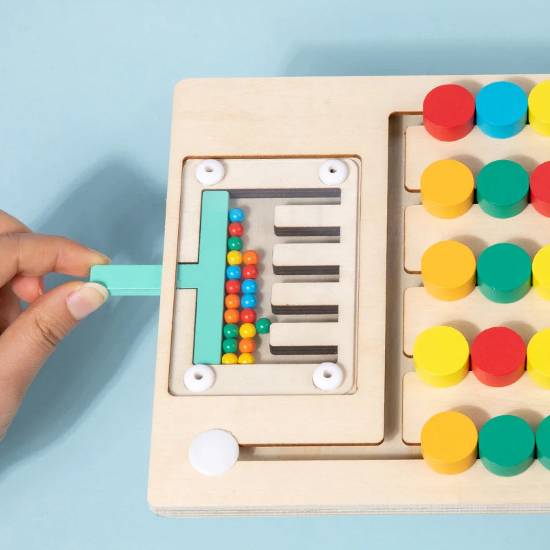 Montessori Wooden Color Matching Puzzles, Logic Game,Thinking Training Enlightenment Hand-eye Coordination Early Educational Toy 3