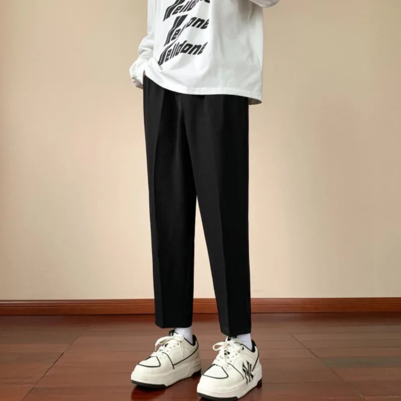 Summer Suit Pants Men Slim Fit Fashion Social Mens Dress Pants Korean Loose Straight Casual Pants Mens Office Formal Trousers