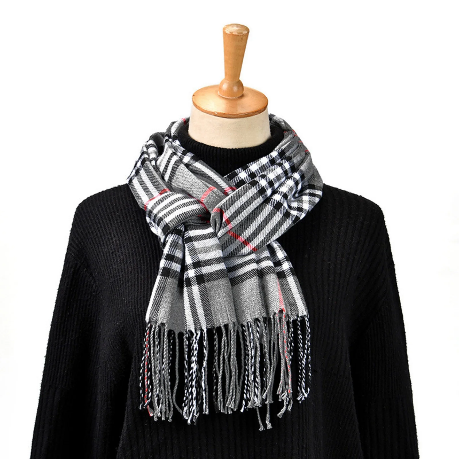 1PCPlaid Scarf Tassel Design Classic Checked Pattern Soft Warm Winter Fashion Accessory For Women Elegant Large Scarf Shawl Wrap