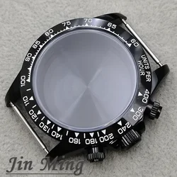 Luxury Sapphire Crystal Watch Case with 40mm Quartz Chronograph and High - Quality Ceramic Bezel, Water - Resistant (Black)