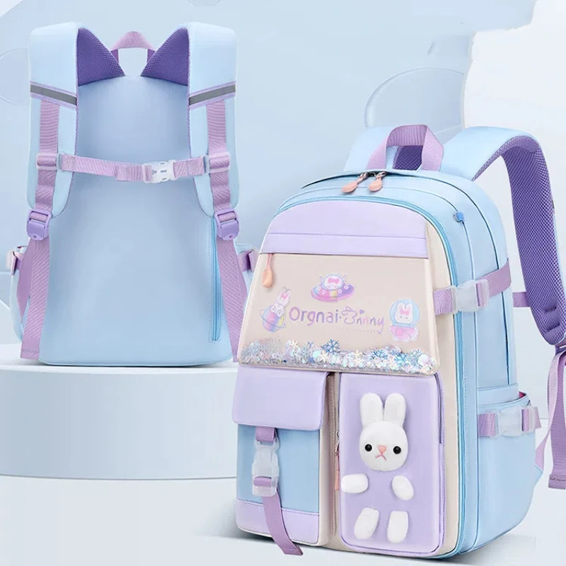 Primary School Students Schoolbag for Girls Cute Backpack Large Capacity Lightweight Waterproof Side Open Children's School Bags