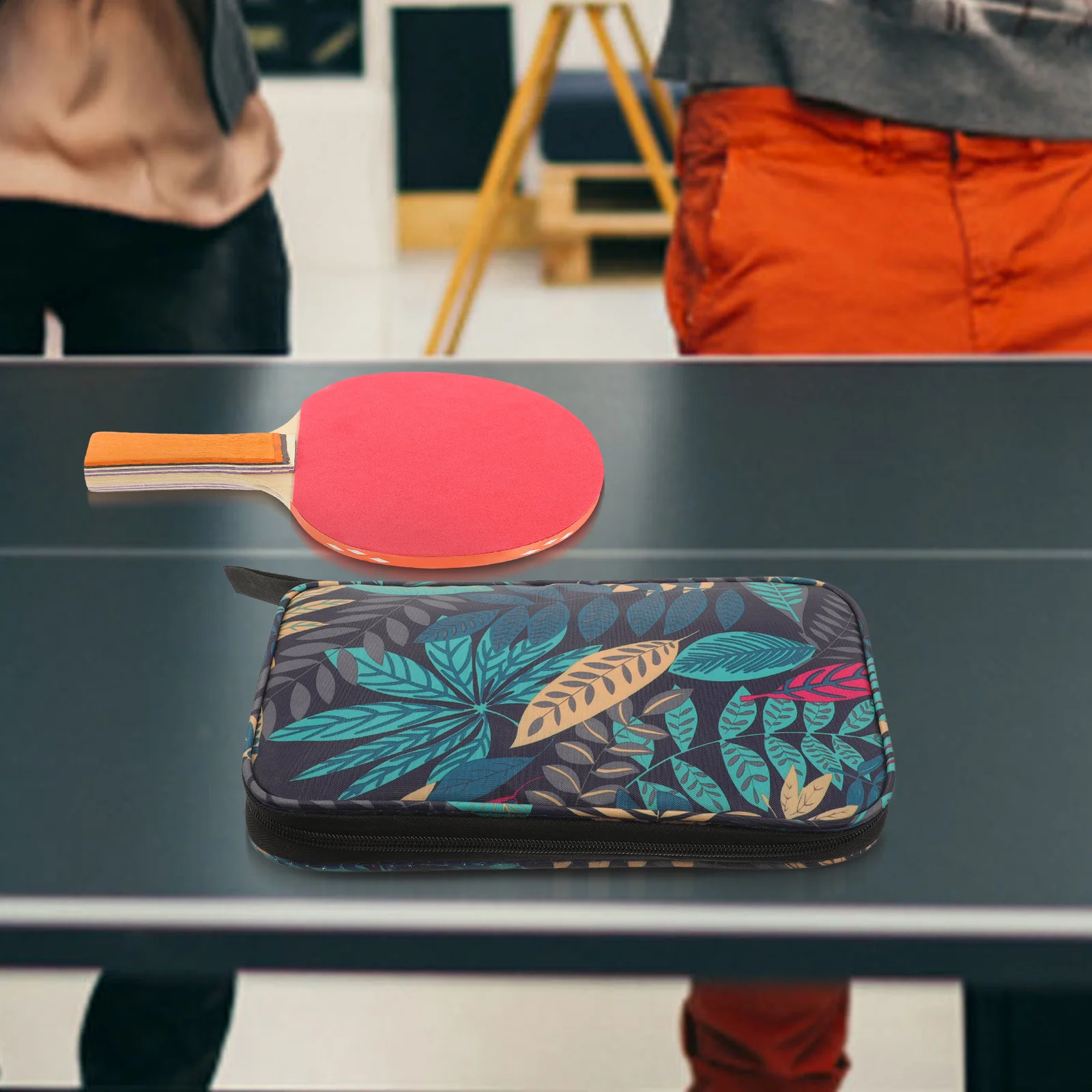 

Table Tennis Racket Case Decorative Leaf Pattern Portable Pin-G Pong Paddle Carry Case Bat Bag Holder