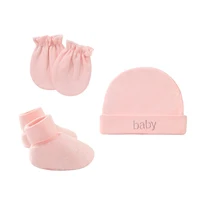 Newborn Birth Set Cotton Boy Girl Accessories Photography Props 3Pcs Set Baby Hat+Gloves+Foot Cover Anti Scratching Baby Stuff 3