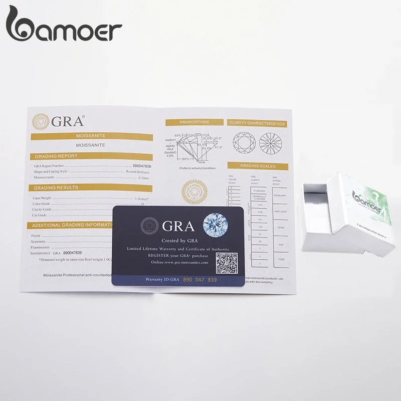 BAMOER D Color VVS1 Flower Ring 1ct Round Moissanite Diamond - Image 6