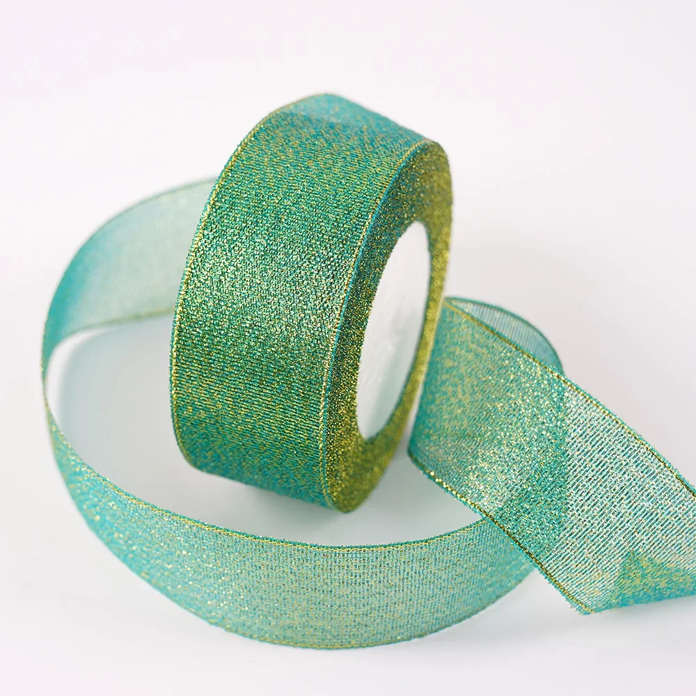 Glitter Organza Ribbon Bow for Decorations and Gift Wrapping, 40mm x 22m