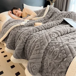 Luxurious European Carved Velvet Blanket - Ultra - Soft & Fluffy Throw for Bed or Sofa, Extra Warm for Autumn & Winter (6)