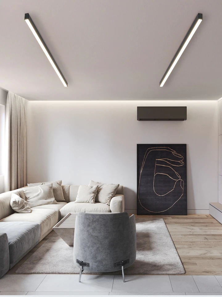 モダンなリニアシーリングライト。廊下、リビングルーム、寝室、キッチンにフラッシュマウントシャンデリア。ミニマリストなブラックストリッ モダンなLEDリニア天井照明器具  - リビングルーム、寝室、キッチン、廊下に最適なミニマリストフラッシュマウント、長さ120cm ... シャンデリア, ハンギングランプ、シーリングランプハート型のロマンチックなLEDベッドルームシーリングライト、暖かい寝室のシャンデリ