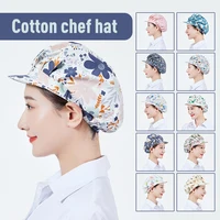 Cotton Chef Hat Fwomen Kitchen Home Cooking  Anti-fume Anti-hair Loss Sanitary Hat Food Catering BakerCook Hair Cap With Brim 1