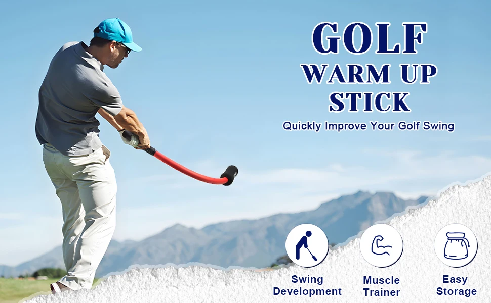 Description Picture 2 of itemNew Golf Warm Up Stick Golf Swing Trainer Aid For Improved Rhythm, Flexibility, Balance, Tempo and Strength Golf Training Aids