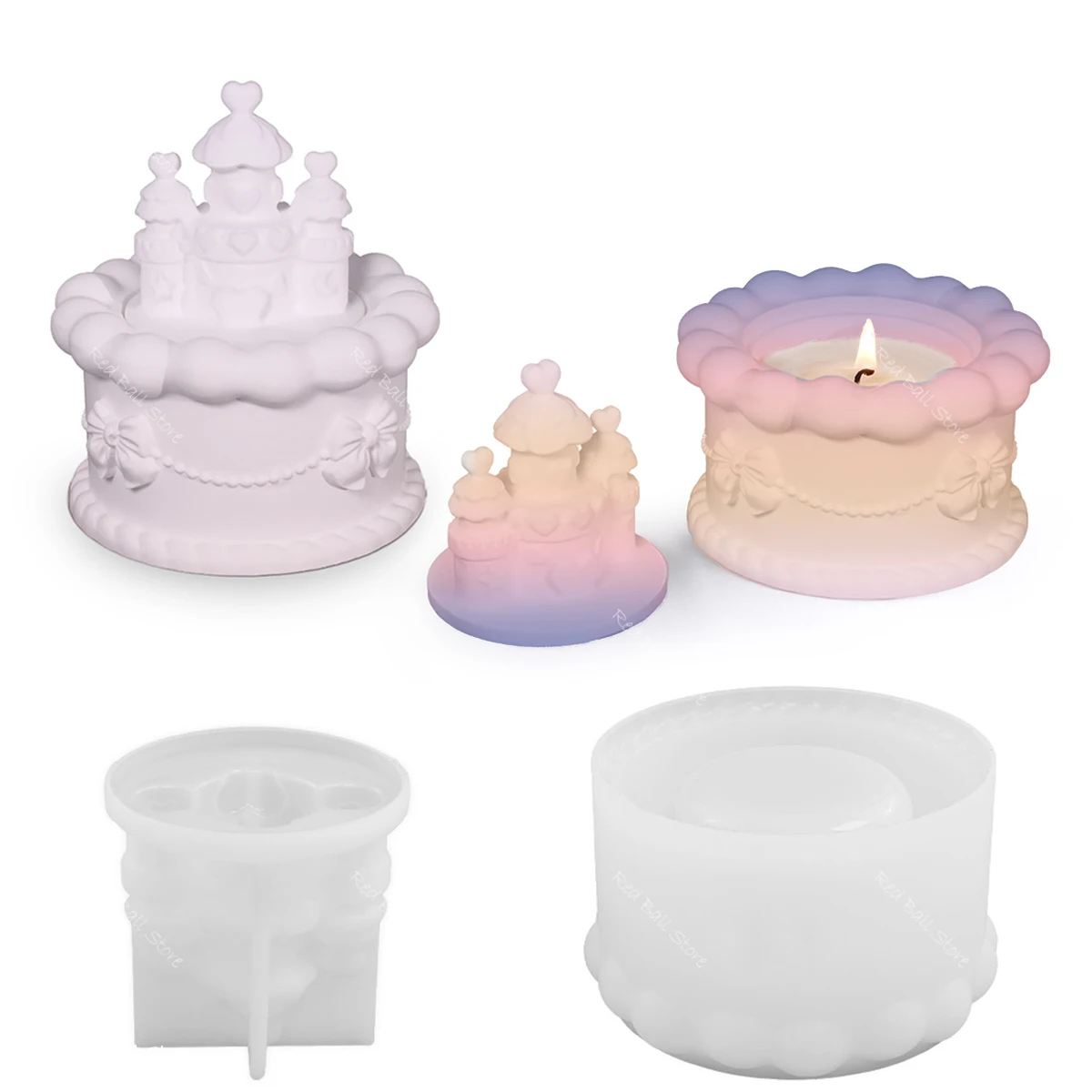 Description Picture 3 of itemCastle Cake Candle Jar Silicone Molds With Lids Jewelry Storage Box Resin Casting Molds DIY Flowerpot Concrete Mold Crafts Gifts