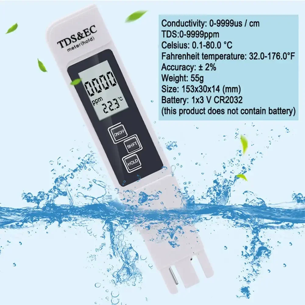 Professional 3 In 1 Tester Water Meter TDS EC Temperature Meter Digital LCD Water Testing Pen Purity Filter Quality
