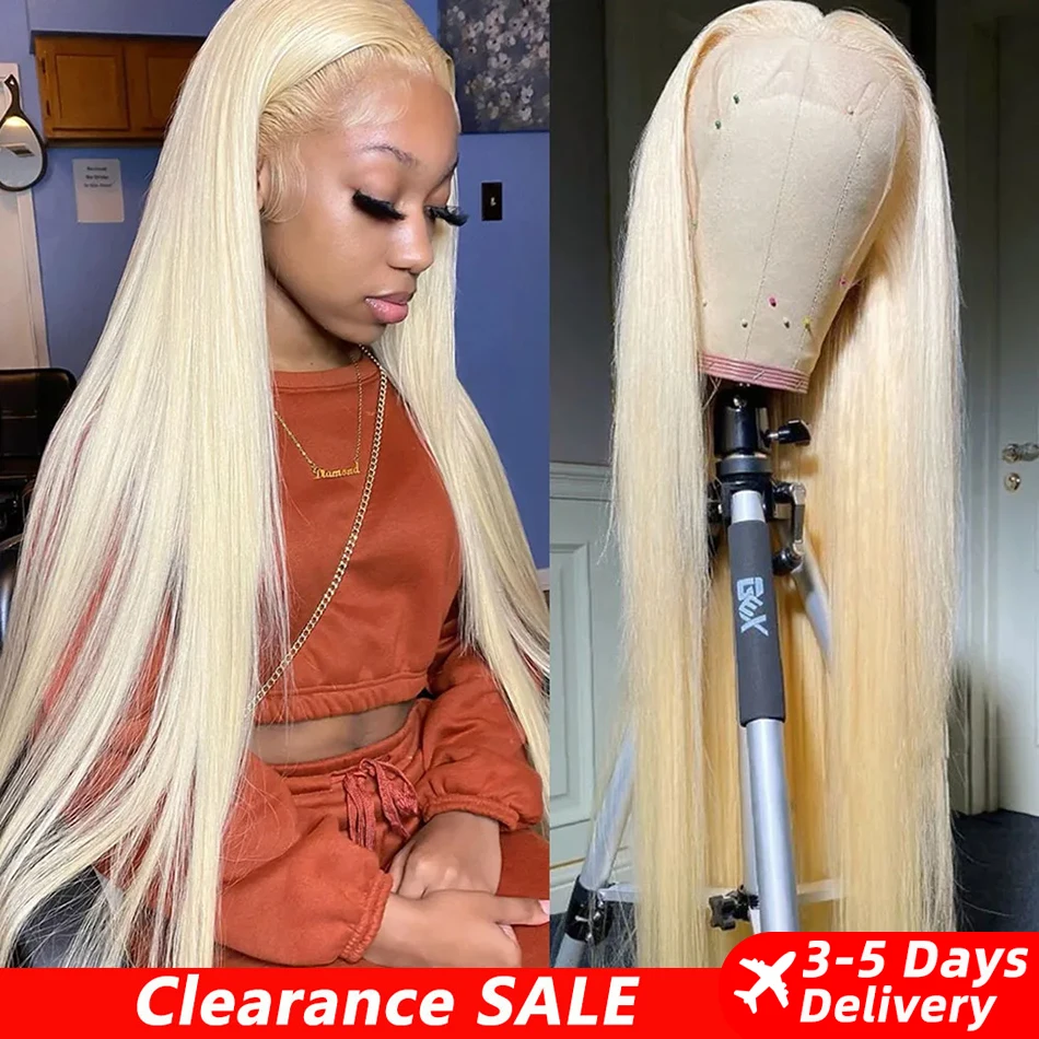 13x6 HD Transparent 613 Blonde Lace Frontal Human Hair Wigs Malaysian Bone Straight HD Lace Front Human Hair Wigs 1