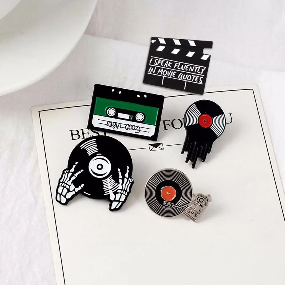 

Creative Cartoon Gift For Women Kid Music Lovers Jewelry Accessories Punk Good vibes tape Brooches Badge Lapel Pin Enamel Pin