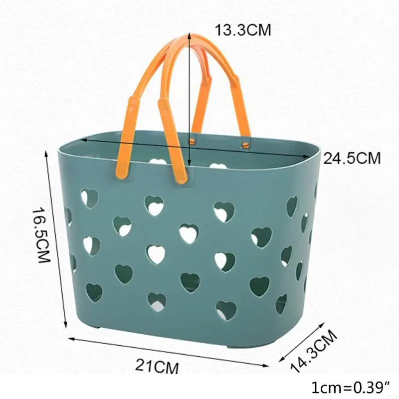 77JA Plastic Bathroom Storage Basket Hollow Cleaning with Handle