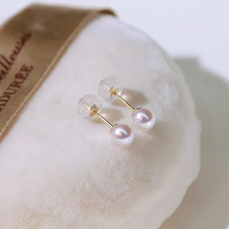

AB988 Lefei Fashion Fine Classic Luxury Strong Luster 4-5mm Akoya Round Bubble Pearl Earring Women 18K Gold Party Charms Jewelry