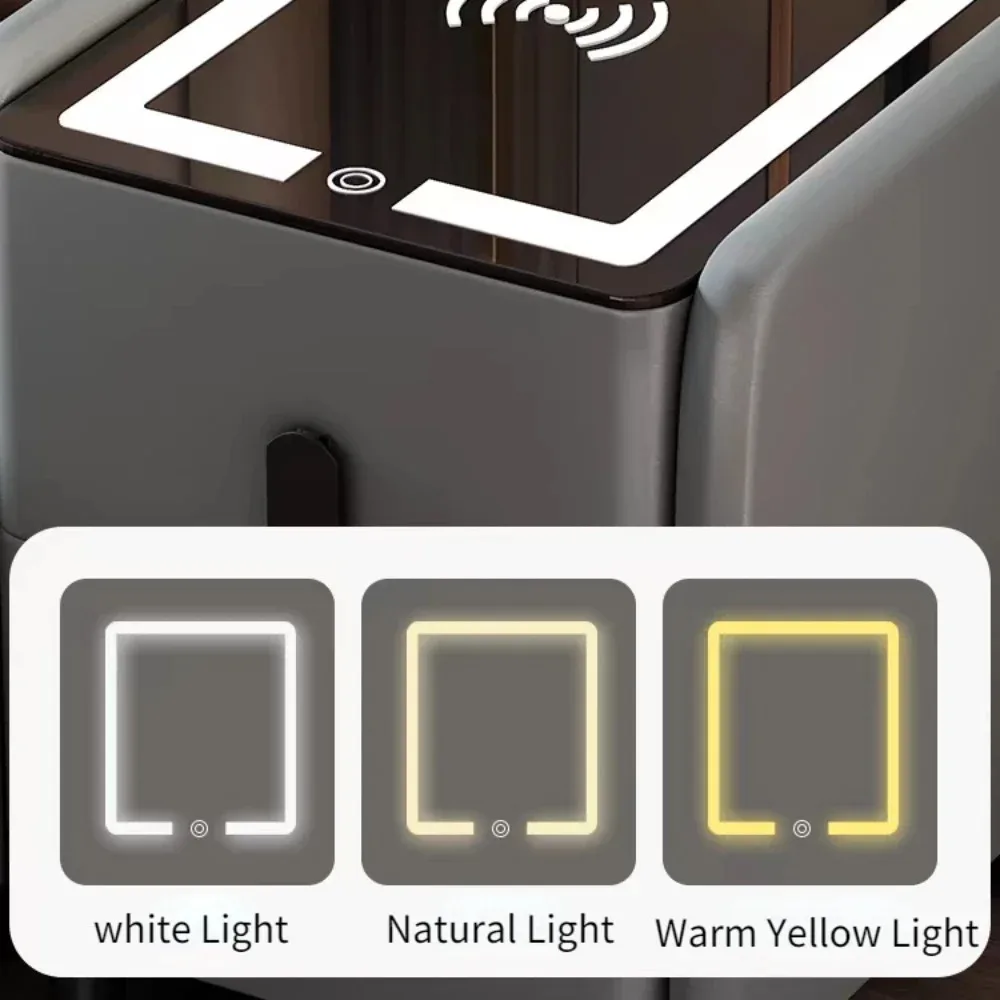 Nightstands Set Intelligent Bedside Table With Wireless USB Charging Multifunctional Simple Bedsides Cabinets Luxurious Bedside Storage Cabinet
