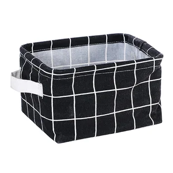 Toy storage Fabric Foldable Storage Basket Cotton and Hemp Desktop Storage Box Small Fresh Waterproof Storage Basket Storage Box