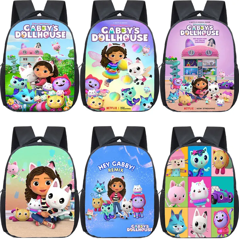 

Cute Gabbys Dollhouse Backpack Gabby Cats Schoolbag Kids Primary Backpacks Children Cartoon Bookbag Girls Boys Rusksack Mochila