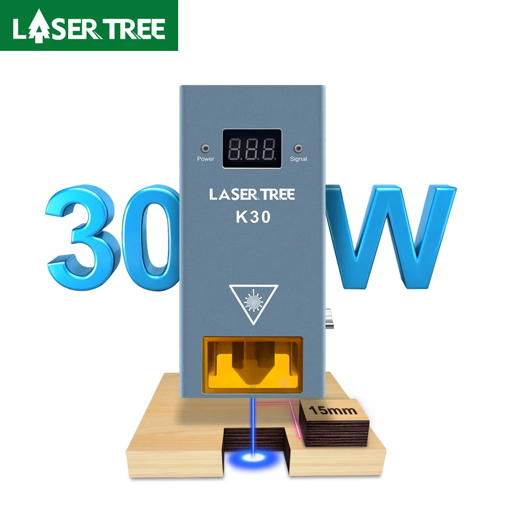 Laser Engraving Machine 30W Optical Power Laser Module with Air Assist 6 Diodes TTL Blue Light Laser Head for CNC