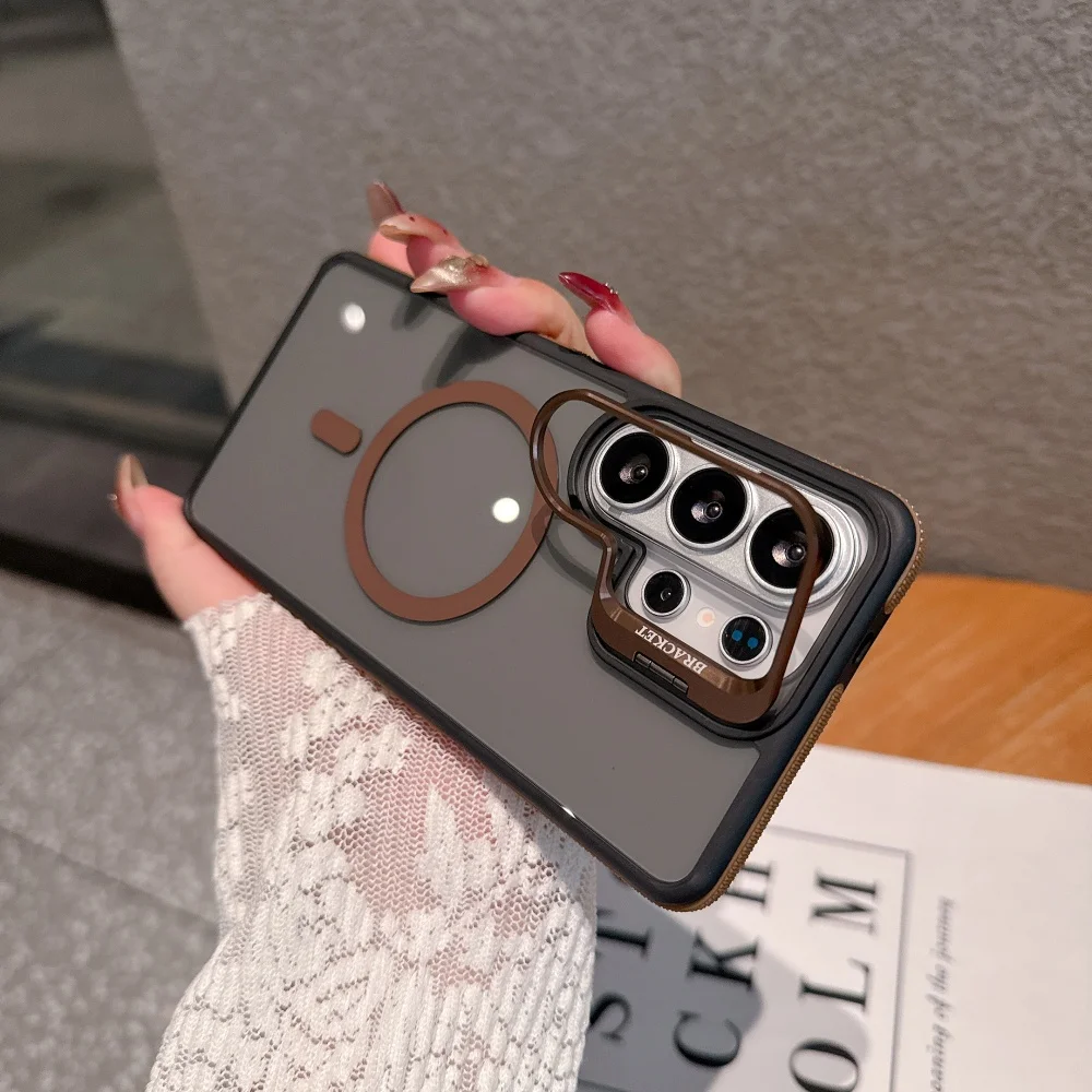 Premium Flip Metal Lens Holder Case with Magnetic Wireless Charging