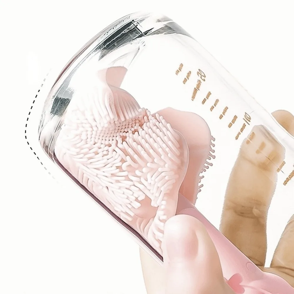 6pcs/set Multi-functional Milk Bottle Cleaning Brush Set Eyedropper Brush Anti-lost Pacifier Straw Scrubber Silicone