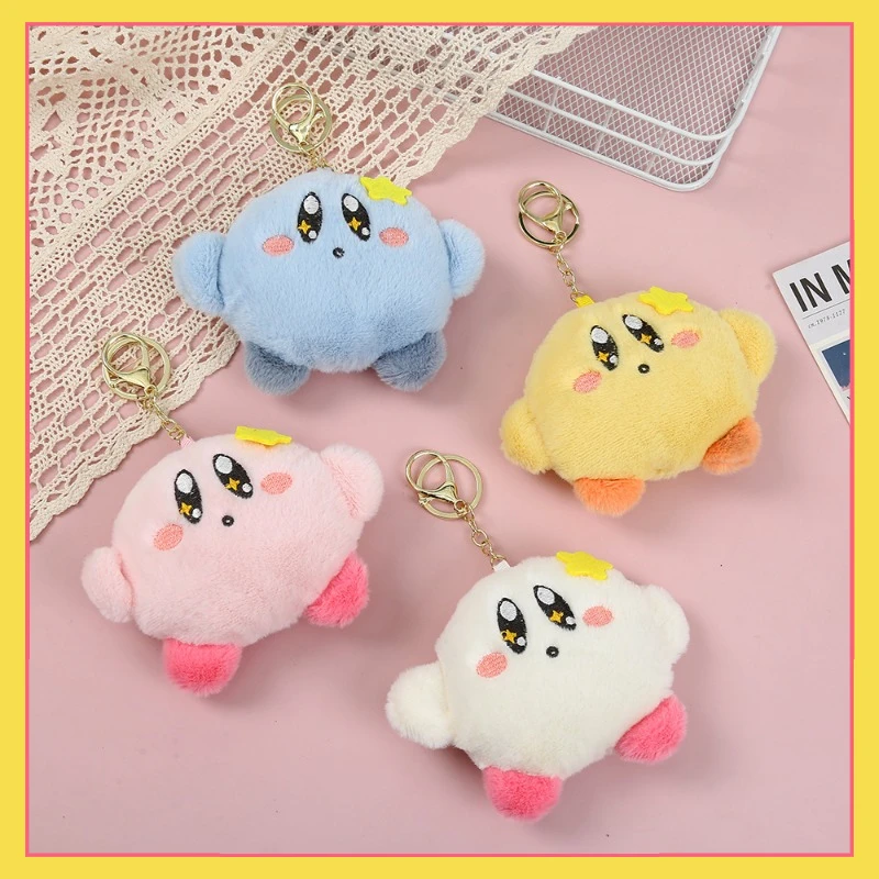 

Kawaii Star Kirby Keychain Anime Cartoon Doll Kirby Plush Toys Women Backpack Pendant Stuffed Toy Jewelry Girls Birthday Gifts