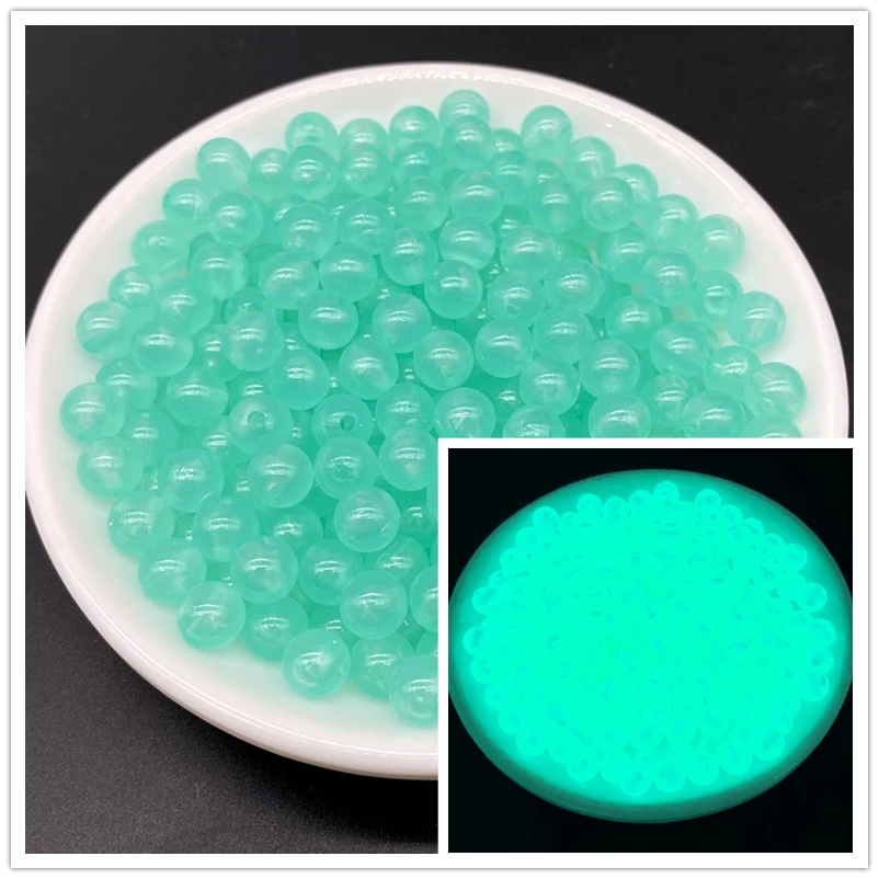 thumbnail image 1 of Cuentas redondas de acrílico luminosas de 6/8/10 mm que brillan en la oscuridad, espaciador suelto para pesca, para marcar joyas, hacer collares y pulseras, 1 of 5