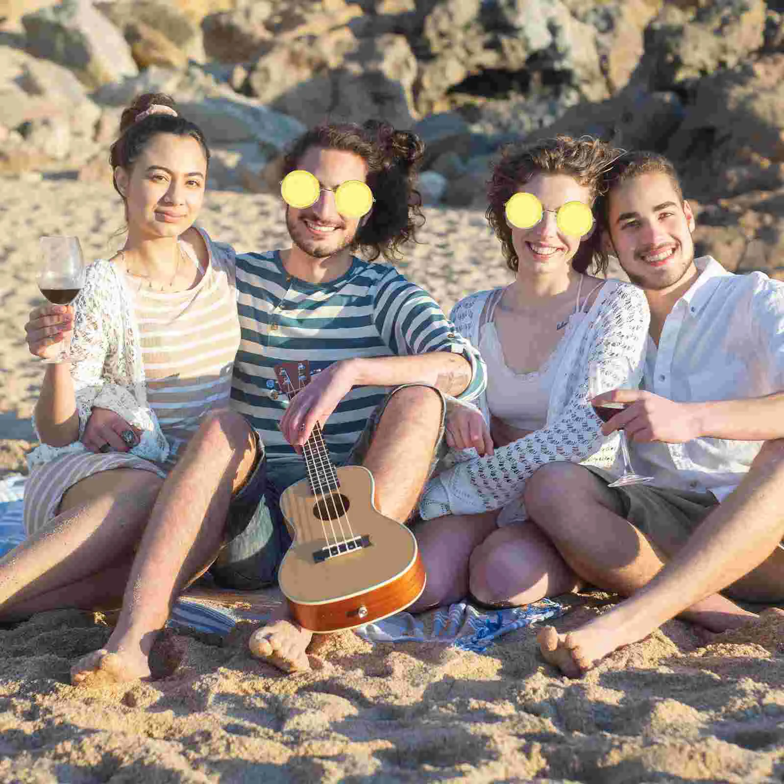 2pcs Beach Party Glasses Funny Cosplay Glasses Lemon Shaped Party Wedding Photo Prop (Yellow)