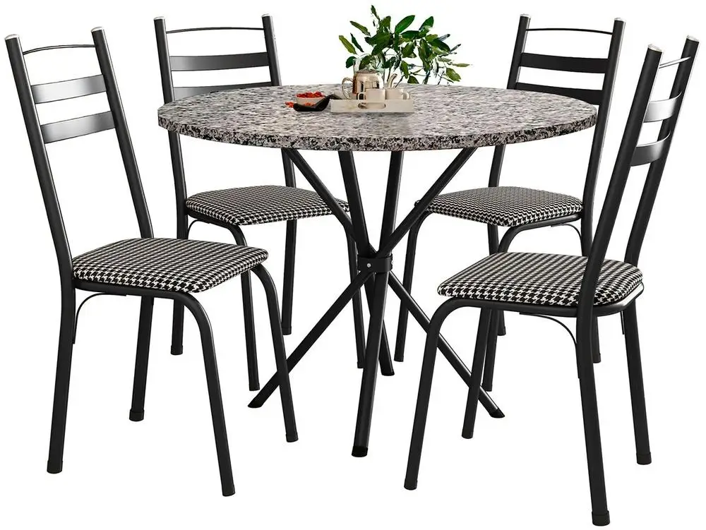 Mesa de Jantar 4 Cadeiras Redonda Artefamol América Capri 6