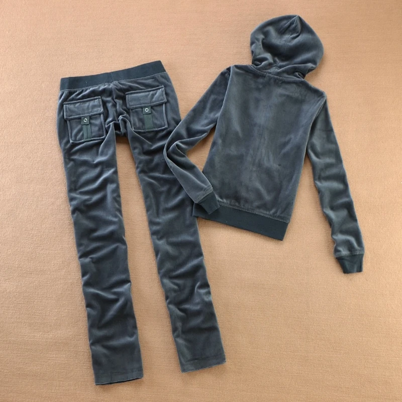 Velvet Tracksuit for Women 2025 Women's Hooded Jacket and Pants Suit Two Piece Set Women's Outfit 6