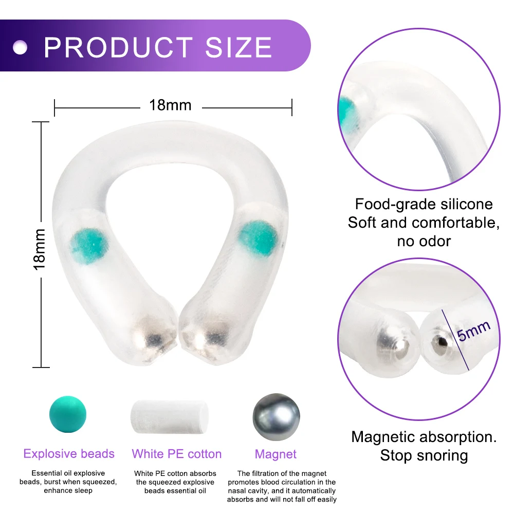 Anti-Snoring Nose Clip Nasal Breathing Dilators Sleep Explosion Bead Snore Stopper Increase Sports Air Intake Improve Sleeping 6