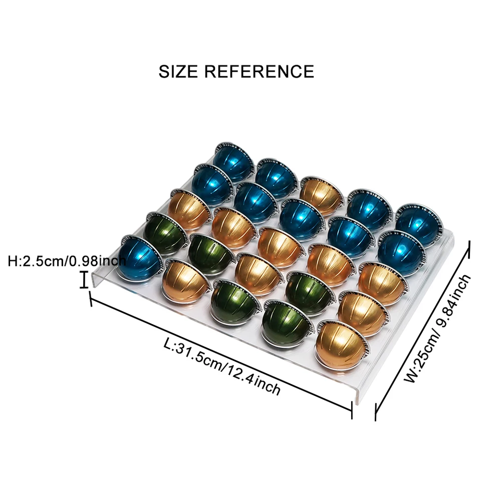 Porte-capsules Pour Nespresso Vertuo - Plateau De Rangement Pour Tiroir, Capacité 25 Dosettes, Dimensions 32x25 Cm